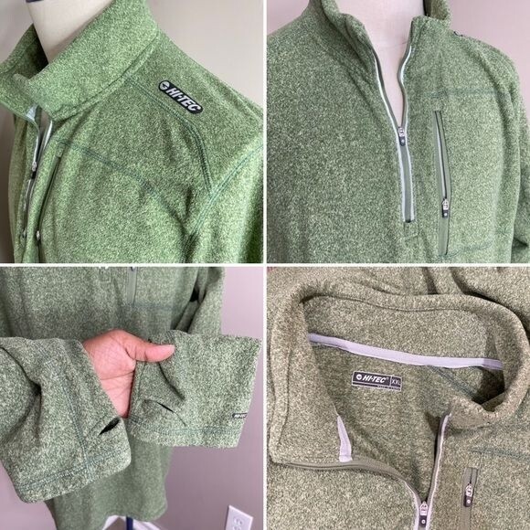 Hi Tec Half Zip XXL Mens Fleece Pullover Sweater Green long Sleeves - Picture 7 of 12